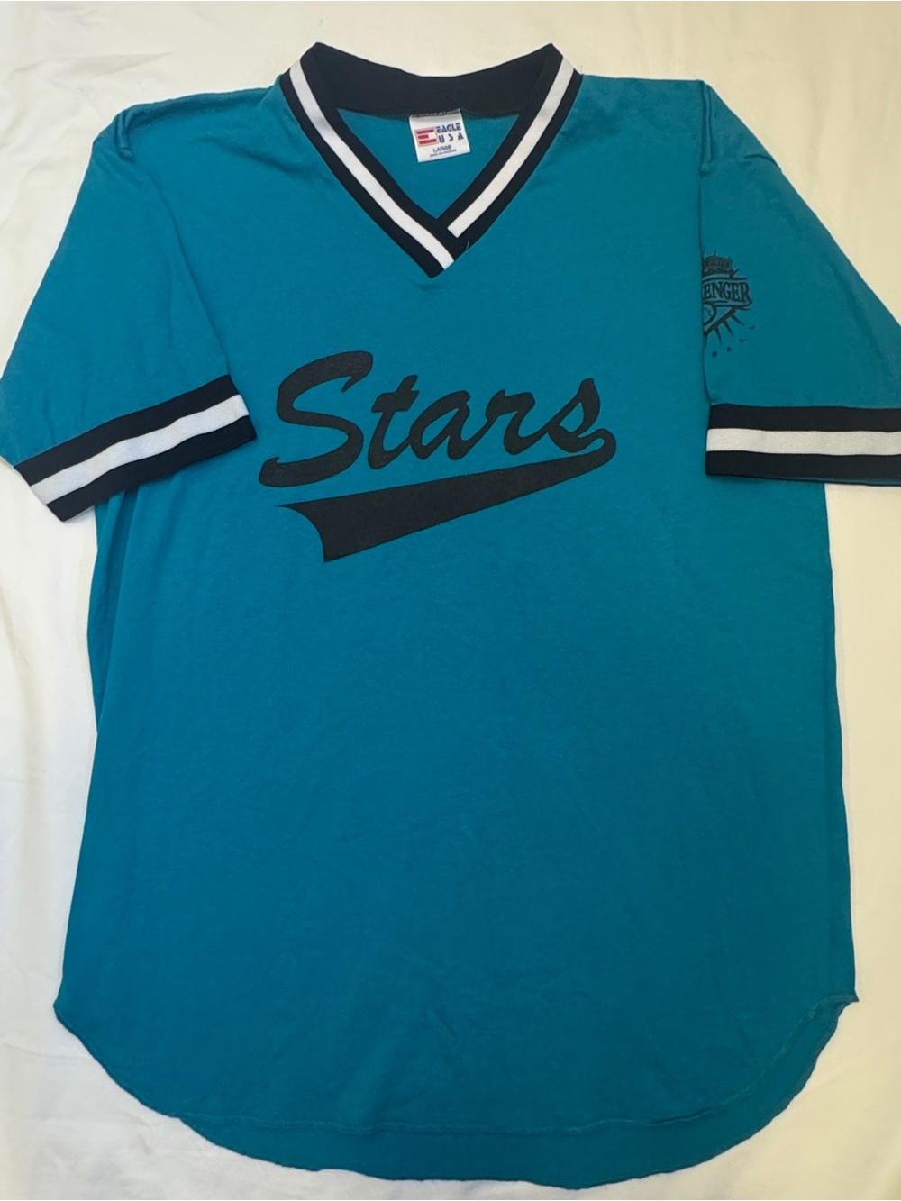 Vintage Eagle USA "Stars" Saint Louis Challenger Baseball Jersey Teal Size Large